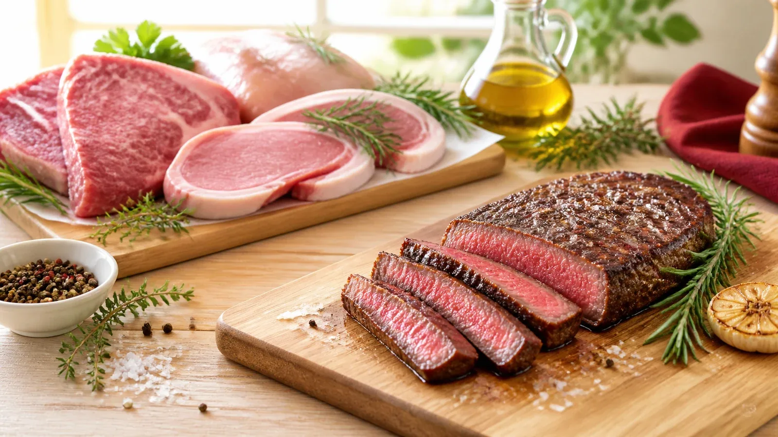 まな板の上の部位別の肉
