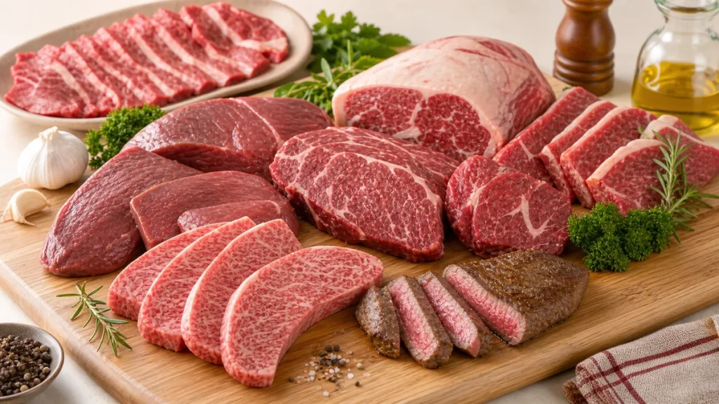 牛肉部位一覧｜スーパーで迷わない13部位の特徴・カロリー・焼き方ガイドのアイキャッチ画像