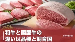 和牛と国産牛の違いは品種と飼育国｜460kcalと313kcalの差を成分表で解説のアイキャッチ画像