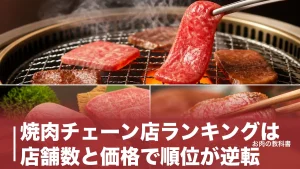 焼肉チェーン店ランキングは店舗数と価格で順位が逆転｜大手8社を3,058円から徹底比較のアイキャッチ画像