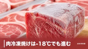 肉冷凍焼けは-18℃でも進む｜白い霜と変色の原因と防ぐ包み方・戻し方を解説のアイキャッチ画像