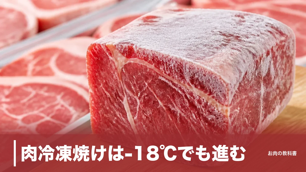 肉冷凍焼けは-18℃でも進む｜白い霜と変色の原因と防ぐ包み方・戻し方を解説のアイキャッチ画像