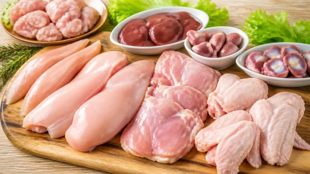 鶏肉部位8種を成分表で比較｜ささみ98kcalと手羽先207kcalで選ぶ使い分けのアイキャッチ画像