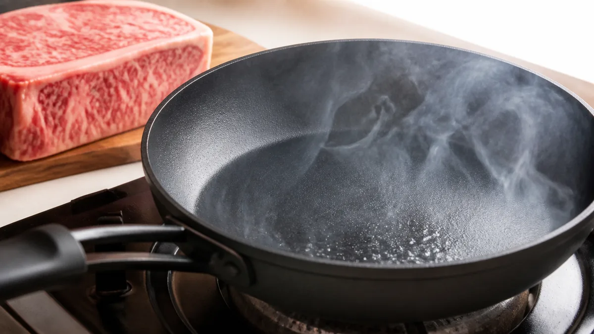 フライパンは煙がうっすら立つまで熱するの解説画像